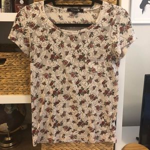 Knit flowery t-shirt